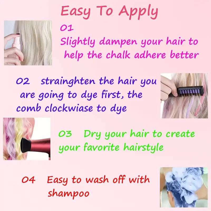 10-Color Hair Chalk Comb