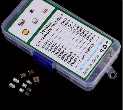 250pcs 10 Types Tactile Push Button Switch Kit - Little Tokyo SA