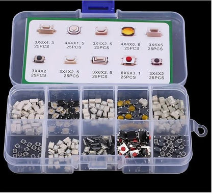 250pcs 10 Types Tactile Push Button Switch Kit - Little Tokyo SA