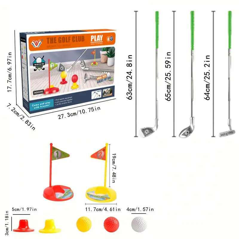 Children's Adjustable Club Toy Golf Set with 3 Telescopic Clubs - Little Tokyo SA