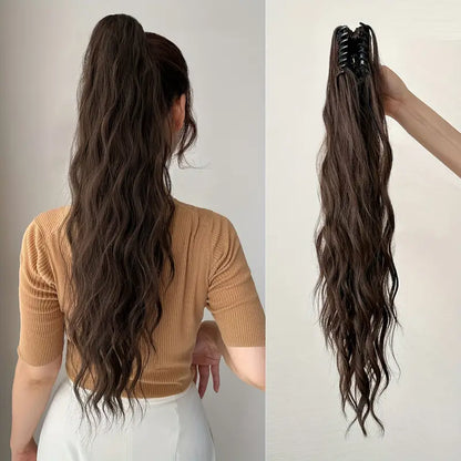 Claw Ponytail Extension 60.96 Cm Water Wave Big Wavy Curly Clip In Hair Extensions - Little Tokyo SA
