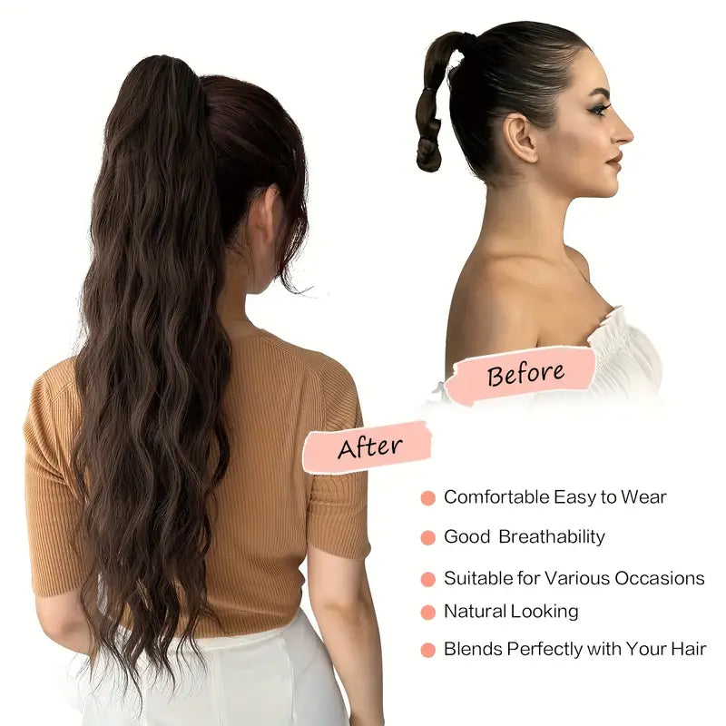 Claw Ponytail Extension 60.96 Cm Water Wave Big Wavy Curly Clip In Hair Extensions - Little Tokyo SA