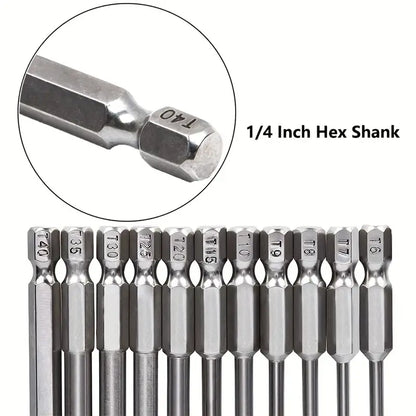 12pc 50mm Multi-Size Security Screwdriver Bit Set - Little Tokyo SA