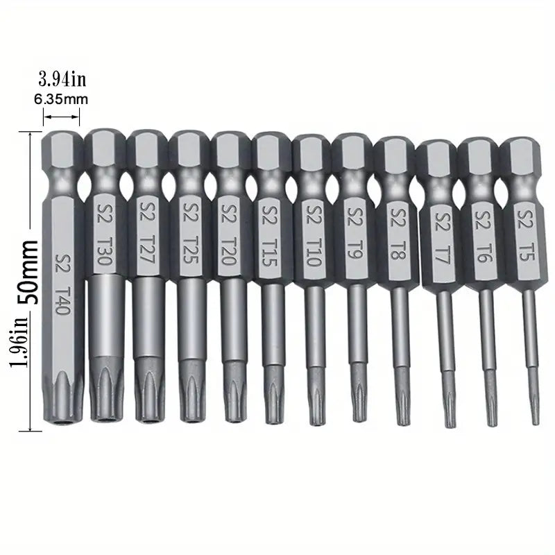 12pc 50mm Multi-Size Security Screwdriver Bit Set - Little Tokyo SA