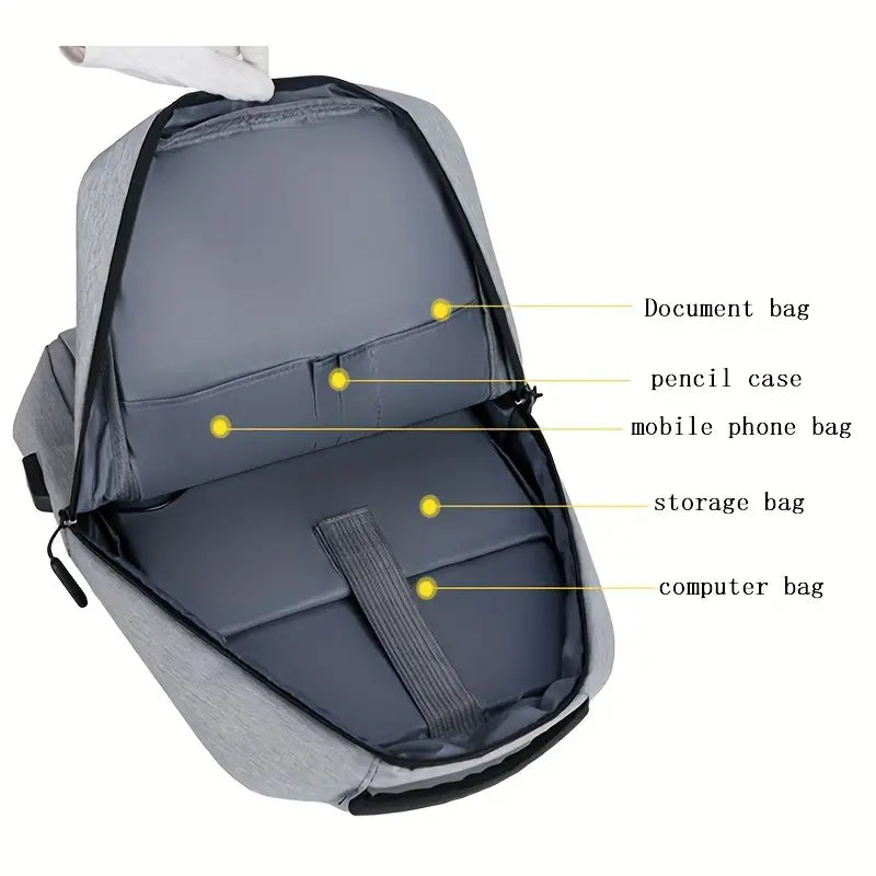 1pc Black Laptop Bag - Lightweight, Versatile Business Backpack with Adjustable Strap - Little Tokyo SA