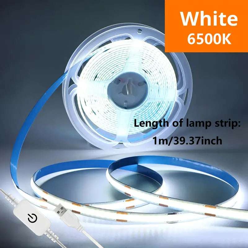 1M 5v USB Powered COB LED Strip Light with Touch Control