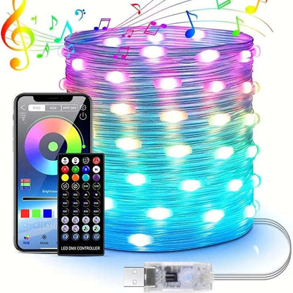 20Meter Color-Changing RGB LED Lights with Remote & App Control - USB Powered, Perfect for Holidays & Weddings