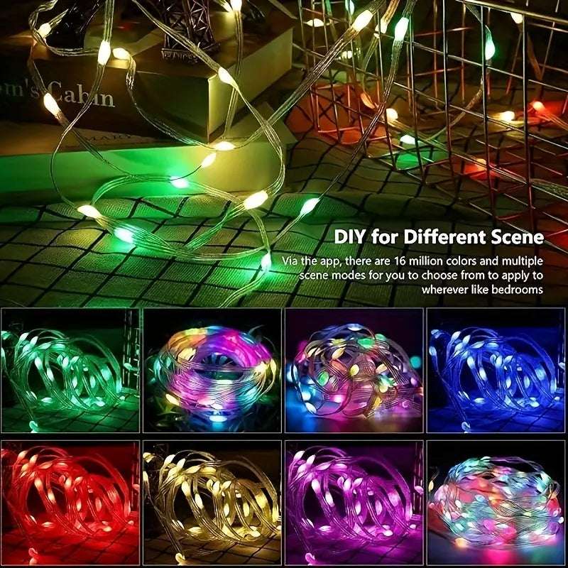 20Meter Color-Changing RGB LED Lights with Remote & App Control - USB Powered, Perfect for Holidays & Weddings