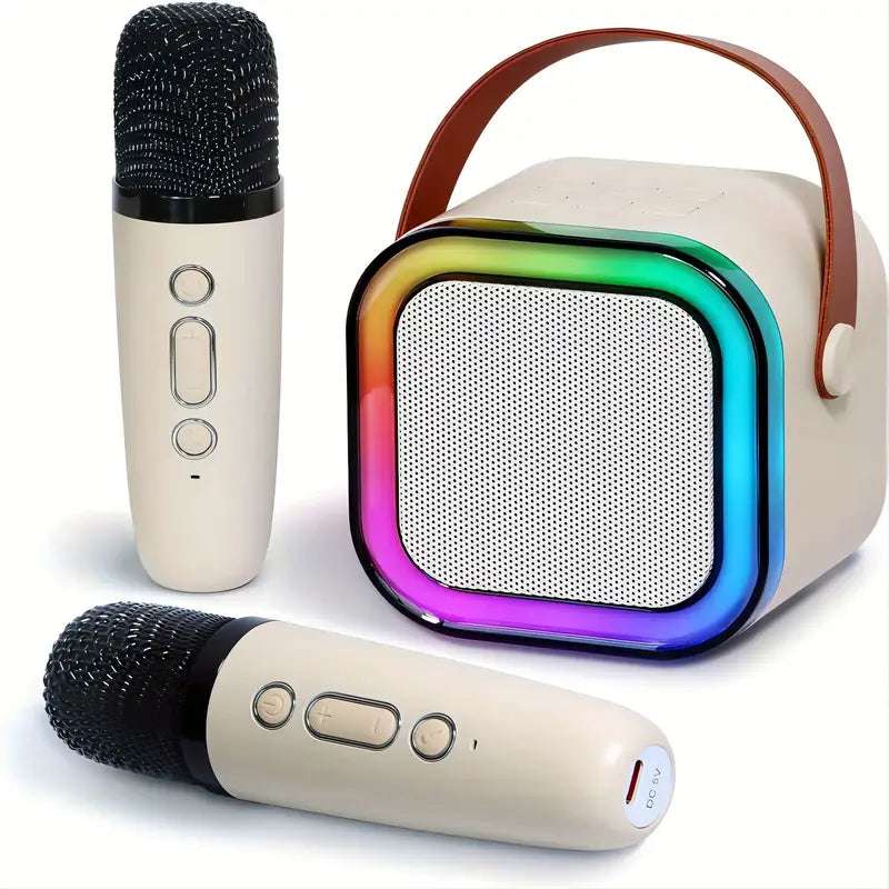 Mini Portable Karaoke Speaker System with Two Wireless Microphones