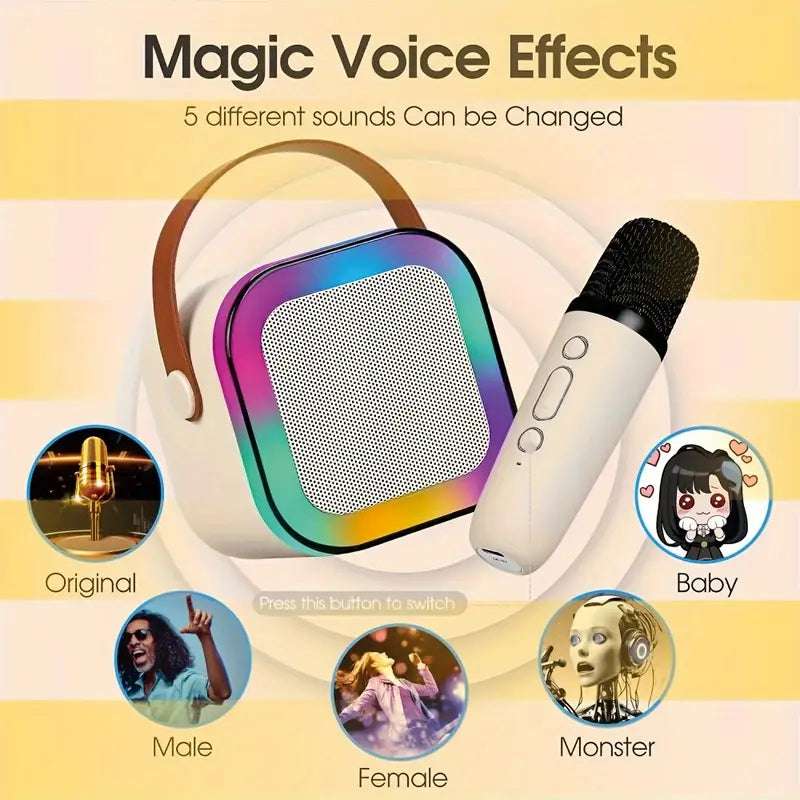 Mini Portable Karaoke Speaker System with Two Wireless Microphones