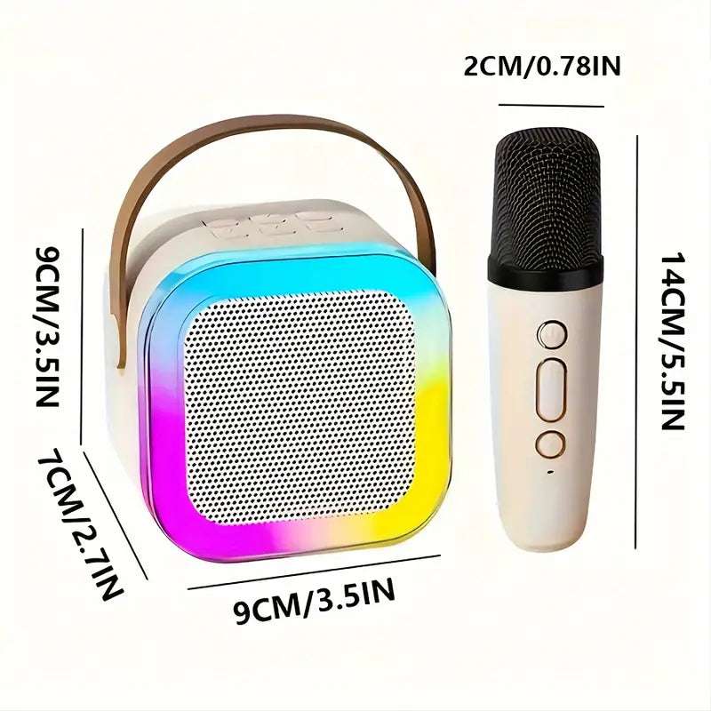 Mini Portable Karaoke Speaker System with Two Wireless Microphones
