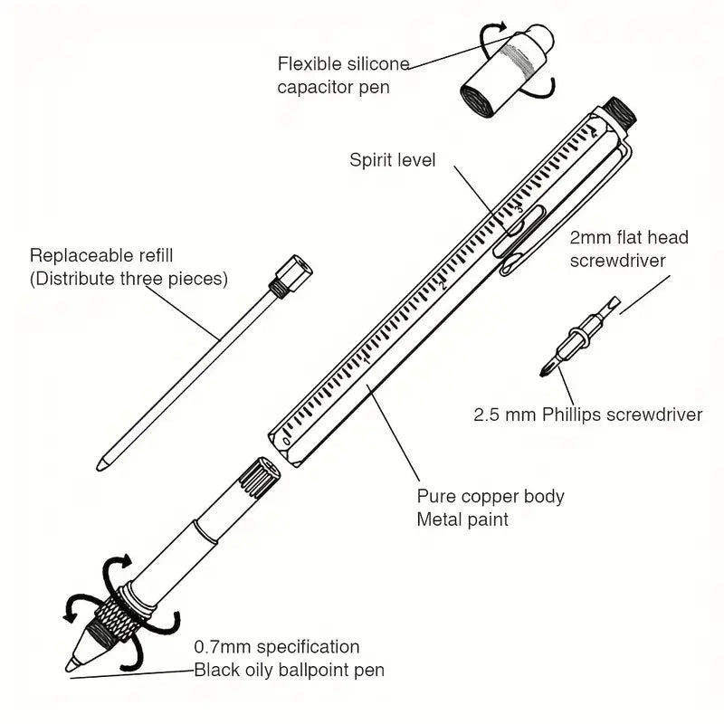 6in1 Premium Aluminum Metal Multitool Pen - Little Tokyo SA