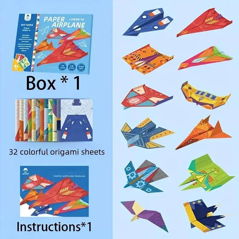 16 Styles 32 Sheets of Colorful Paper Origami Paper Airplanes