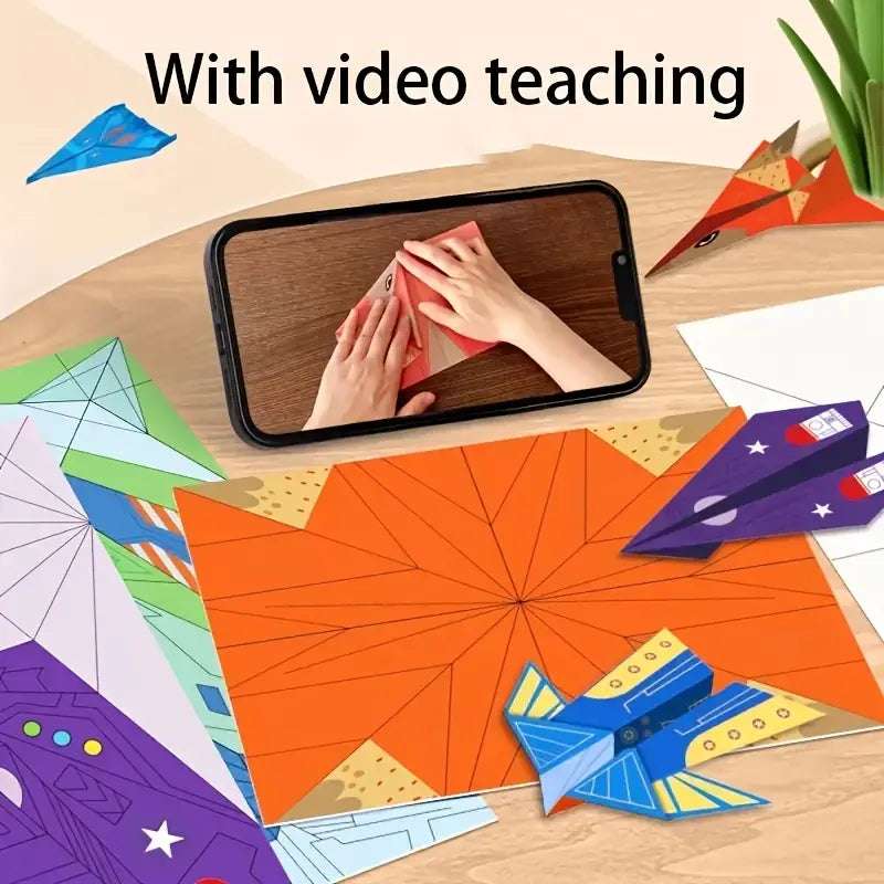 16 Styles 32 Sheets of Colorful Paper Origami Paper Airplanes