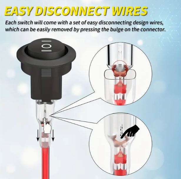 5pcs 3-Pin 12V  3 position Round Rocker Switch - Little Tokyo SA