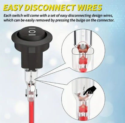 5pcs 3-Pin 12V  3 position Round Rocker Switch - Little Tokyo SA