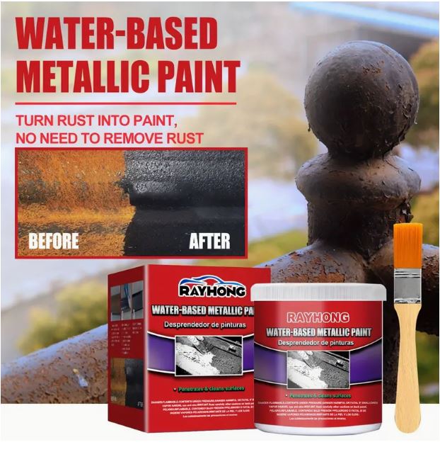 Rustproof Paint Easy-Apply Metallic Paint - Water-Based, Rust-Proofing & Iron Rust Remover for Maintenance