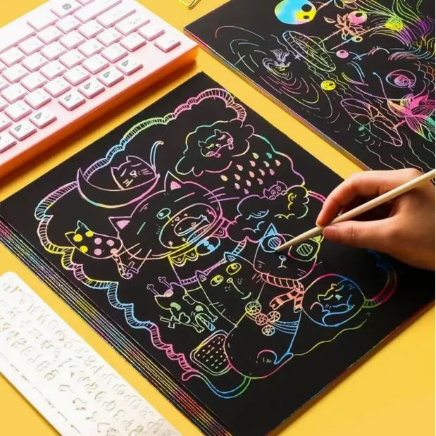 Scratch Book 1pc Rainbow Scratch Paper Art Set