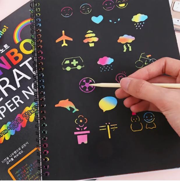 Scratch Book 1pc Rainbow Scratch Paper Art Set