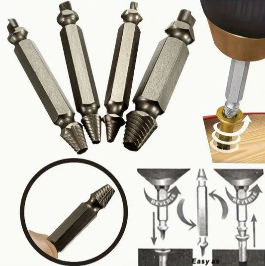 4pcs Steel Damaged Screw Extractor Drill Bit Remover Set - Little Tokyo SA