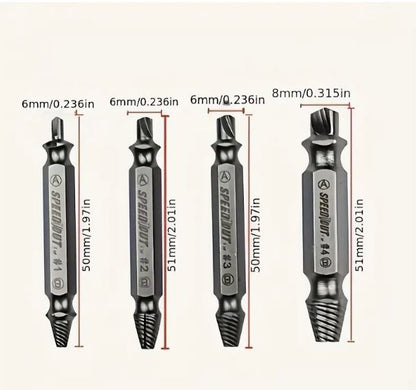 4pcs Steel Damaged Screw Extractor Drill Bit Remover Set - Little Tokyo SA