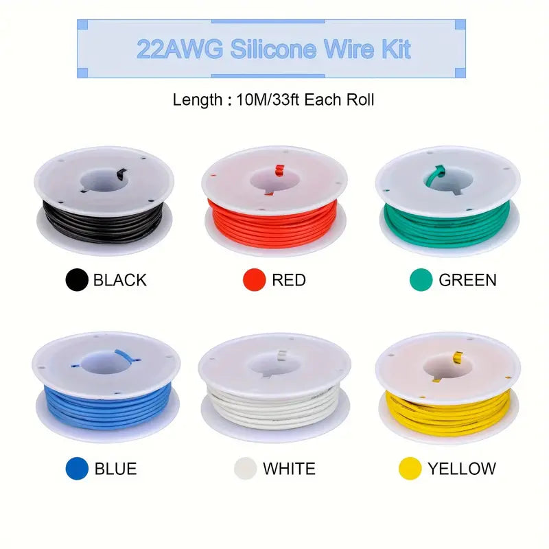 6pcs 60m 22AWG Silicone Wire Kit - Little Tokyo SA