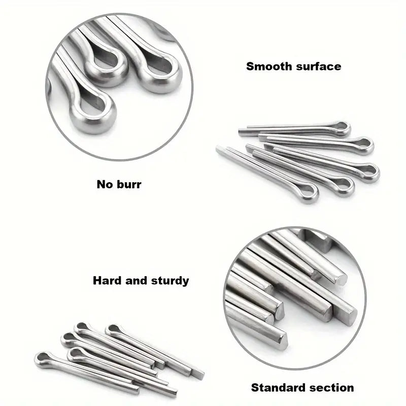 100pcs Premium 304 Stainless Steel Cotter Pin Assortment Kit - Little Tokyo SA
