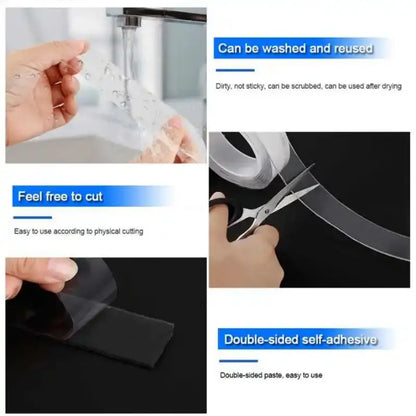 Sticky Tape 1pc 1Meter Transparent Nano Double-Sided Tape Adhesive