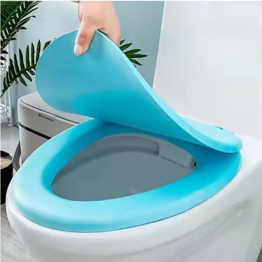Soft Foam Toilet Seat Cover, Light Blue, Universal Fit, Comfort Soft Ring, Bathroom Decor, Contemporary Style, Easy-to-Clean Household Toilet Seat Cushion, 34.01 Cm - Little Tokyo SA