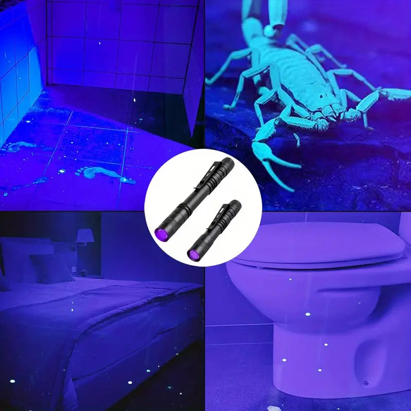 3-Piece Uv Black Light Flashlights With Clip - 395Nm - Little Tokyo SA