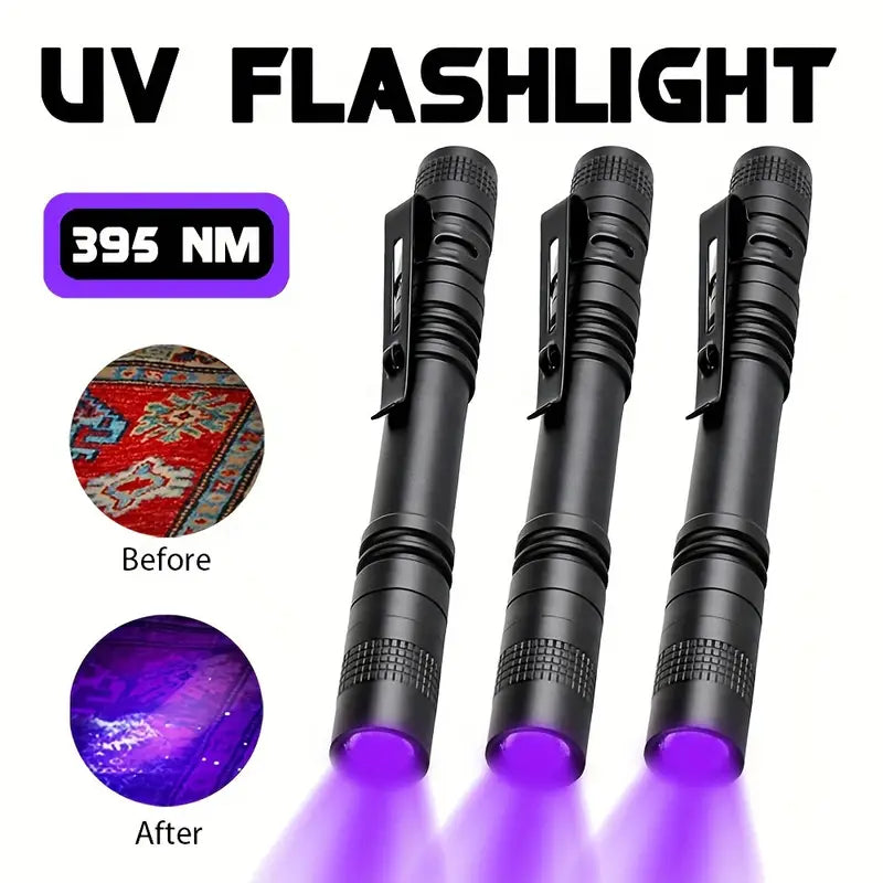 3-Piece Uv Black Light Flashlights With Clip - 395Nm - Little Tokyo SA